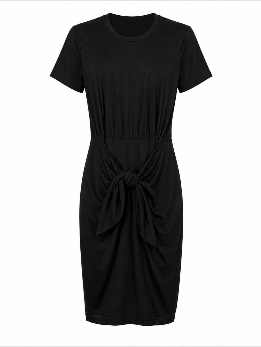 Veronica Beard Bernice Tie-Front Jersey Dress Sz M Black T-Shirt Wrap Minimalist